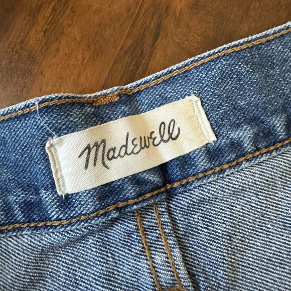 MADEWELL The Mom Jean Shorts Blue Denim Cut Off Frayed High Rise - Picture 7 of 11
